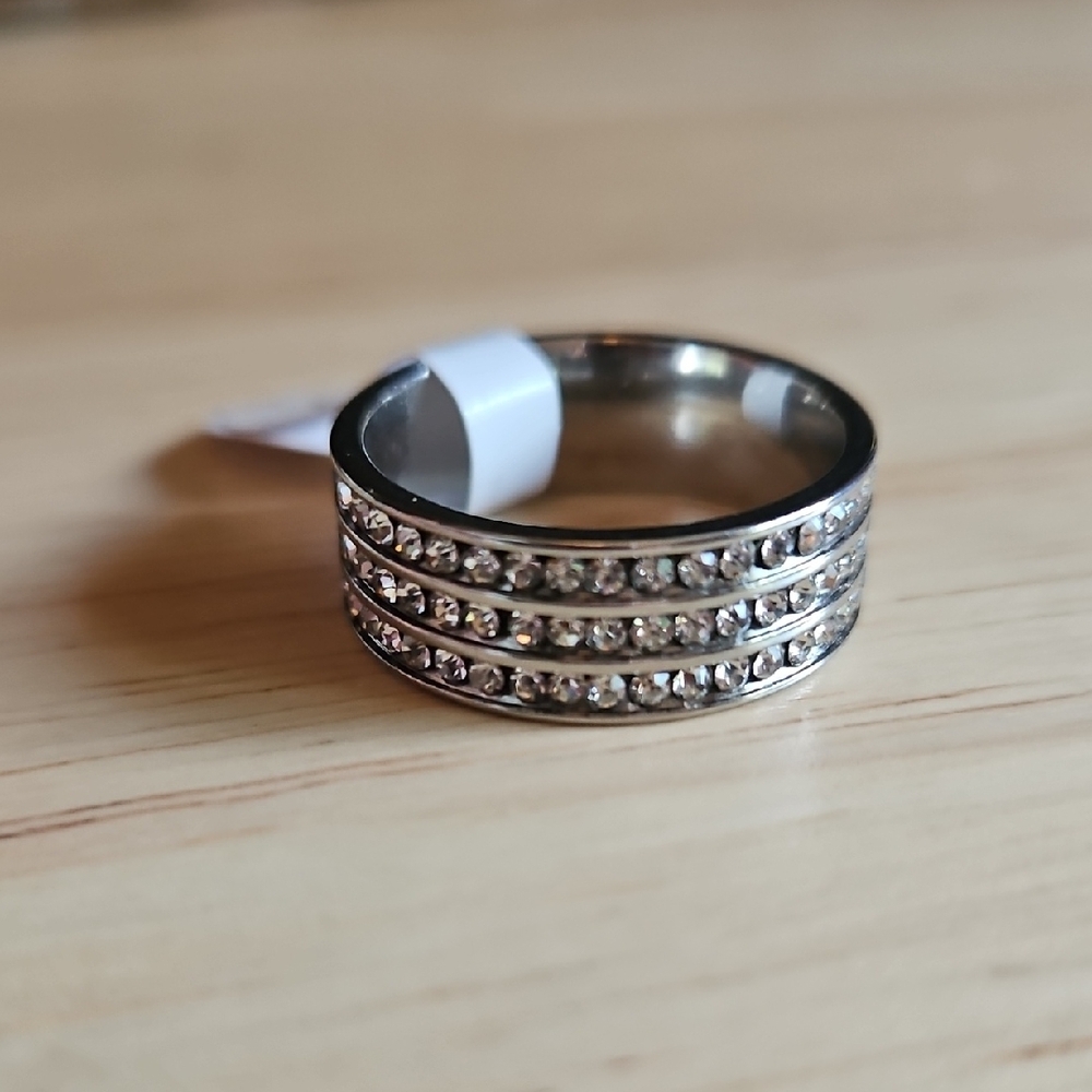 Silver Crystal Infinity Band Ring